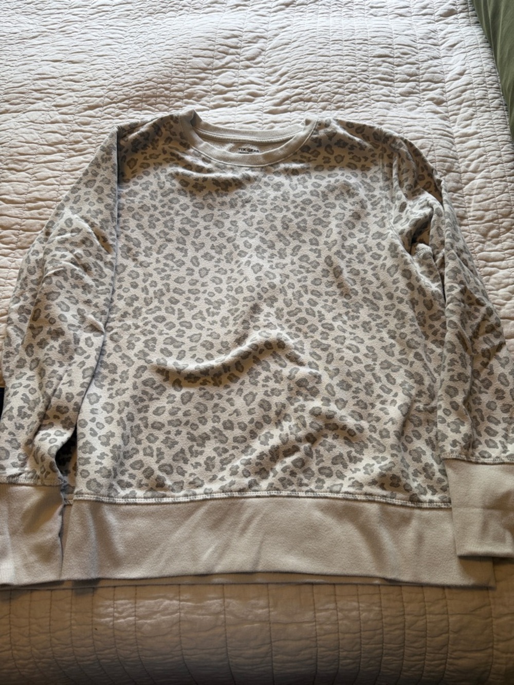 Light Beige Leopard Print Crewneck Sweatshirt